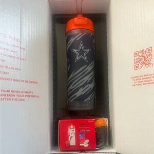 Star Patterned Navy and Orange Water Bottle